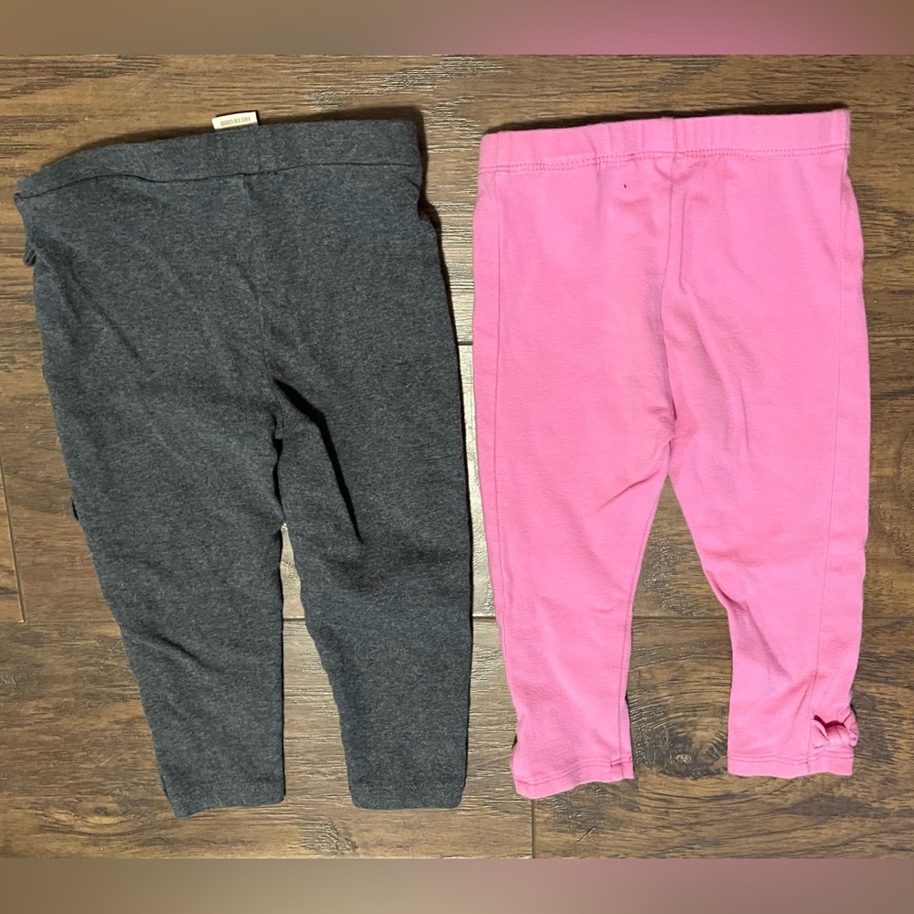 kate spade Charcoal Frilled and Bubblegum Kids Leggings 12 & 18 month baby 2 pc - Picture 6 of 6